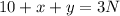 10+x+y=3N