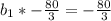 b_{1} * -\frac{80}{3} = -\frac{80}{3}