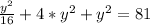 \frac{y^{2}}{16} +4*y^{2}+y^{2}=81