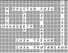 Составить кроссворд со словами сила трения простая сила ньютон сила сила притяжения динамометр силом