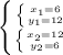 \left \{ {{ \left \{ {{ x_{1}=6} \atop { y_{1}=12}} \right. } \atop { \left \{ {{ x_{2}=12} \atop { y_{2}=6}} \right. }} \right.