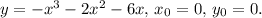 y=-x^3-2x^2-6x,\,x_0=0,\,y_0=0.