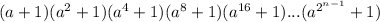 (a+1)(a^2+1)(a^4+1)(a^8+1)(a^{16}+1)...(a^{2^{n-1}}+1)\\&#10;