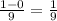 \frac{1-0}{9}= \frac{1}{9}