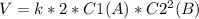 V=k*2*C1(A)*C2^2(B)