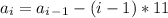 a_i=a_i_-_1-(i-1)*11