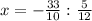 x = - \frac{33}{10} : \frac{5}{12}