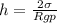 h= \frac{2\sigma}{Rgp}