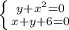 \left \{ {{y+x^2=0} \atop { x+y+6=0}} \right.