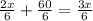 \frac{2x}{6}+ \frac{60}{6} = \frac{3x}{6}