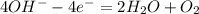 4OH^- -4e^- = 2H_2O+O_2