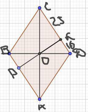 Точка дотику вписаного в ромб кола ділить його сторону на відрізки 16 см і 25см обчисліть площу ромб