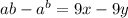 ab-a^b=9x-9y