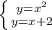 \left \{ {{y=x^2} \atop {y=x+2}} \right. \\