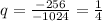 q= \frac{-256}{-1024}=\frac{1}{4}