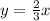 y= \frac{2}{3} x