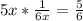 5x* \frac{1}{6x}= \frac{5}{6}