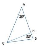 Втреугольнике abc угол а равен 20, угол в равен 88.ю сн-высота. найдите разность углов асн и всн.