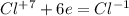 Cl^{+7}+6e= Cl^{-1}