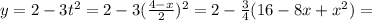 y=2-3t^2=2-3(\frac{4-x}2)^2=2-\frac34(16-8x+x^2)=