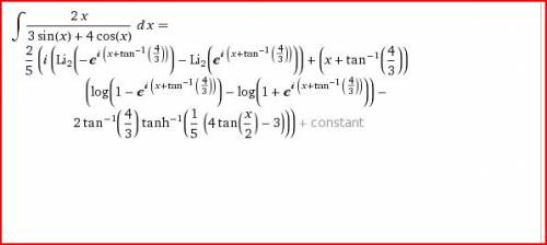 Интеграл 2x разделить на 3sinx+4cosx