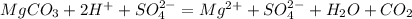 MgCO_3+2H^++SO_4^{2-}=Mg^{2+}+SO_4^{2-}+H_2O+CO_2