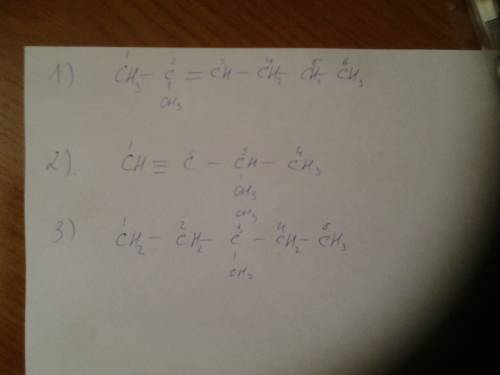 Составить формулы веществ 2-метилгексен-2 3-метилбутин-1 3,3-диметилпентан
