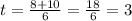 t= \frac{8+10}{6}=\frac{18}{6}=3