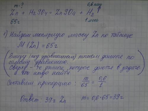 Подробно опишите решение сколько граммов цинка было израсходовано на реакцию с серной кислотой, если