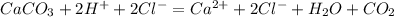 CaCO_3+2H^++2Cl^-=Ca^{2+}+2Cl^-+H_2O+CO_2