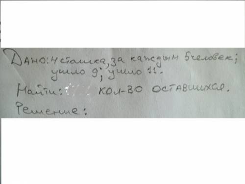 Вкафе за пятью столиками сидели по 4 человека несколько ушли сколько человек осталось реши если изве