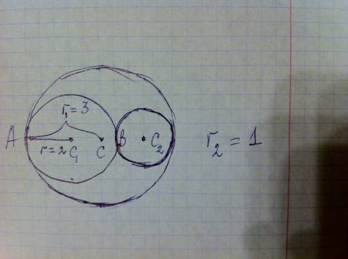 Окружности с и с1, радиусы которых равны соответственно 3 и 2, имеют внутреннее касание в точке а. и