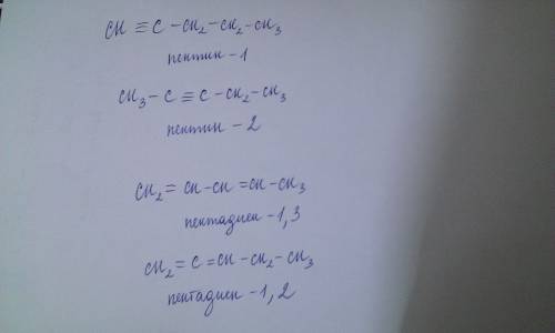 Составьте возможные структурные формулы, соответствующие формуле c5h8 и дайте названия по международ