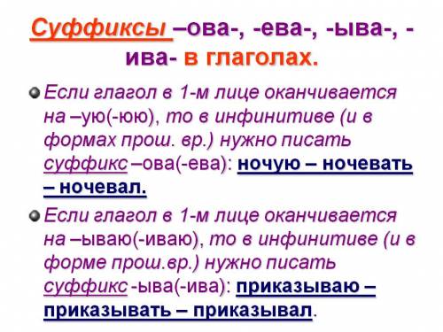 Правописание суффиксов ыва, ива, ова, ева в глаголах.