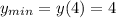 y_{min} =y(4)=4