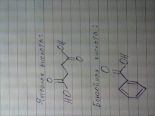 Составте структурные формулы веществ 1. янтарная кислота 2. бензоловая кислота