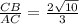 \frac{CB}{AC}= \frac{2 \sqrt{10} }{3}