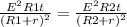 \frac{E ^{2}R1t}{(R1+r) ^{2} } = \frac{E ^{2}R2t}{(R2+r) ^{2} }