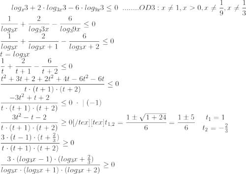 Log(x)3+2⋅log(3x)3-6⋅log(9x)3≤0 (x) - это основание логарифма