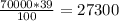 \frac{70000*39}{100} =27300