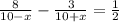 \frac{8}{10-x} - \frac{3}{10+x} = \frac{1}{2}