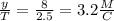 \frac{y}{T} = \frac{8}{2.5} =3.2 \frac{M}{C}