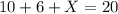 10+6+X=20