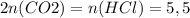 2n(CO2)=n(HCl)=5,5