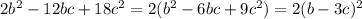 2 b^{2} -12bc+18 c^{2} =2(b^{2}-6bc+9c^{2})=2(b-3c)^{2}