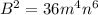 B^2=36m^4n^6