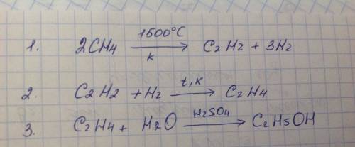 )ch4-> c2h2-> c2h4-> c2h5oh выполнить превращения !