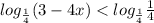 log_ \frac{1}{4} (3-4x)< log_ \frac{1}{4} \frac{1}{4}