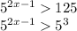 5^{2x-1} 125&#10;&#10; 5^{2x-1} 5^{3}