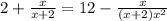 2+ \frac{x}{x+2}=12- \frac{x}{(x+2) x^{2} }